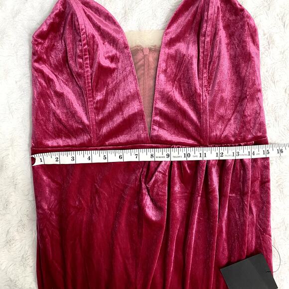 NEW Lulus My Dream Come True Pink Velvet Strapless Elegant Maxi Dress L - Picture 9 of 10